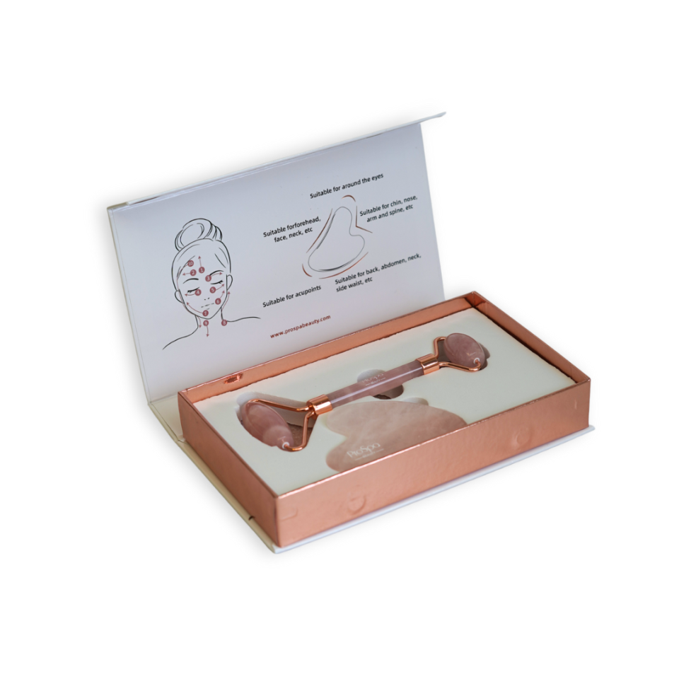 Instrument Gua Sha și Rolă din Piatră de Jad